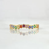 Anillo Ola Carril 1.25gr / T7 3/4 / Circones Multicolor Oro Amarillo 18K ©