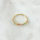 Anillo Ola Carril 1.25gr / T7 3/4 / Circones Multicolor Oro Amarillo 18K ©