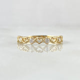 Anillo Corazones Intercalados 1.45gr / T5 1/2 / Circones Blancos Oro Amarillo 18K ©