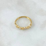 Intercalated Hearts Ring 1.95gr / T8 / White Zircons Yellow Gold 18K ©