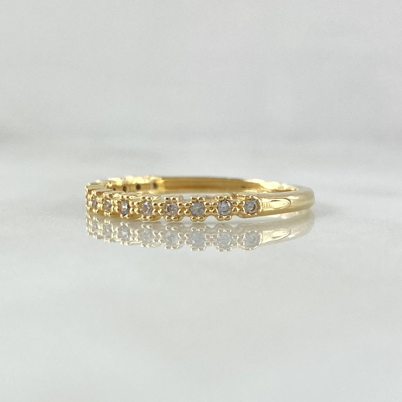 Anillo Ojos Carril Tupido 1.65gr / T6 1/2 / Circones Blancos Oro Amarillo 18K ©