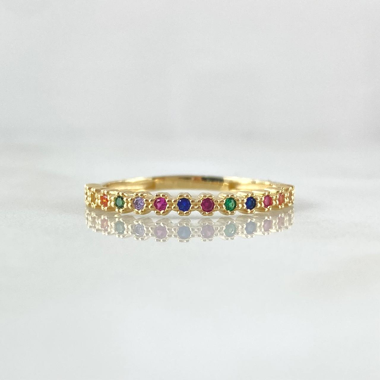 Ring Eyes Track Thick Rainbow 1.8gr / T7 3/4 / Multicolor Zirconia Yellow Gold 18K ©