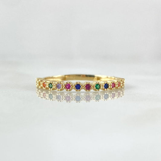 Ring Eyes Track Thick Rainbow 1.8gr / T7 3/4 / Multicolor Zirconia Yellow Gold 18K ©