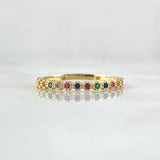 Ring Eyes Track Thick Rainbow 1.8gr / T7 3/4 / Multicolor Zirconia Yellow Gold 18K ©