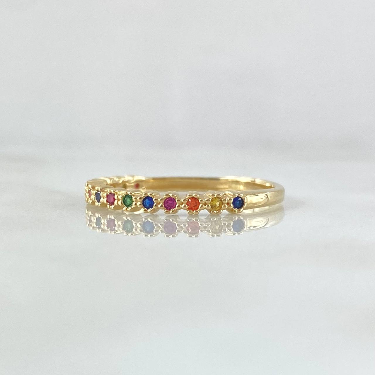 Ring Eyes Track Thick Rainbow 1.8gr / T7 3/4 / Multicolor Zirconia Yellow Gold 18K ©