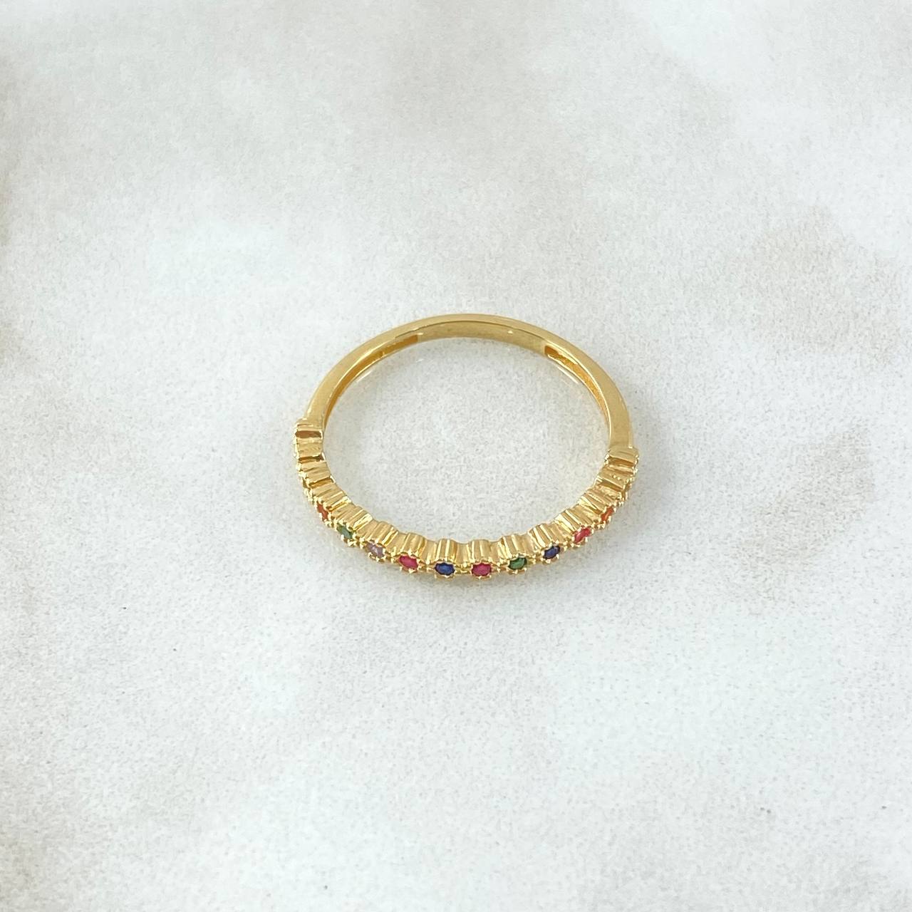 Ring Eyes Track Thick Rainbow 1.8gr / T7 3/4 / Multicolor Zirconia Yellow Gold 18K ©