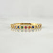 Anillo Ojos Carril Tupido Arcoiris 1.65gr / T6 / Circones Multicolor Oro Amarillo 18K ©