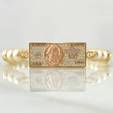 Ivory Bracelet Charm Dollar 4.2gr / 6mm Beads Diamond Cut 6 units White Zircons Three 18K Golds