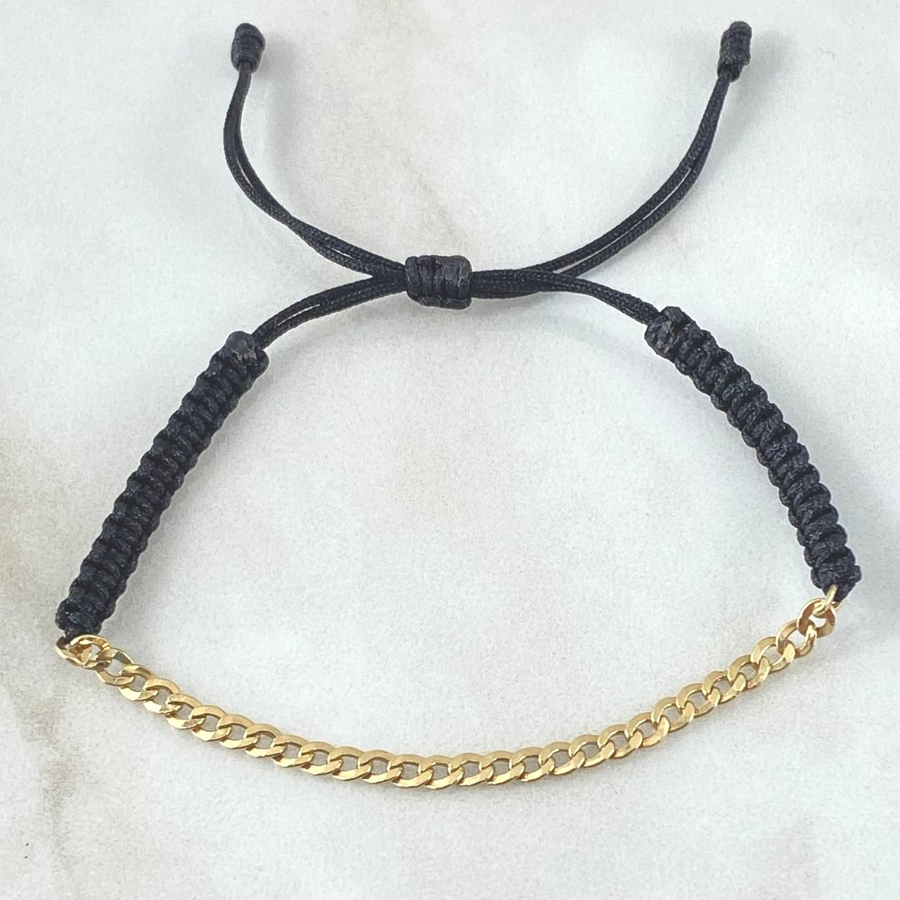 Pulsera Negra Retazo Cubano 0.6gr / 2.8mm Oro Amarillo 18K