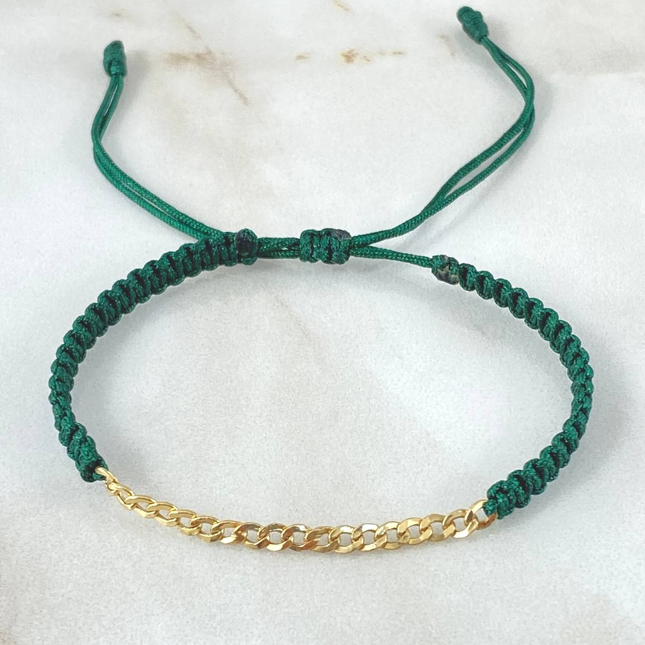 Green Cuban Patch Bracelet 0.4gr / 2.8mm 18K Yellow Gold *