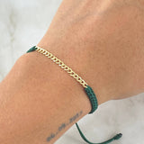 Green Cuban Patch Bracelet 0.4gr / 2.8mm 18K Yellow Gold *