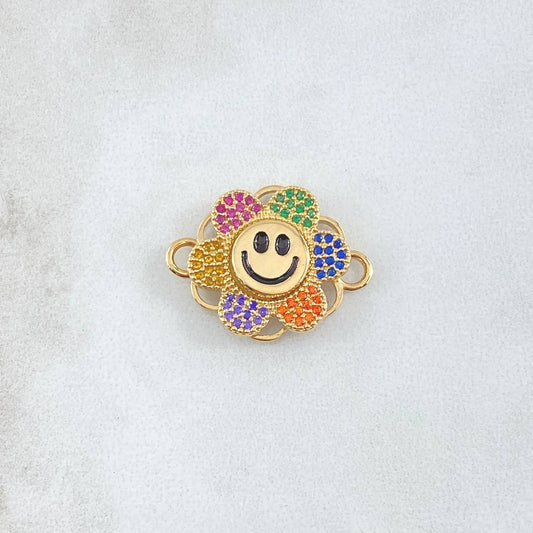 Charm Animated Flower 4.35gr / 2.3cm / Multicolor Zircons Yellow Gold 18K *