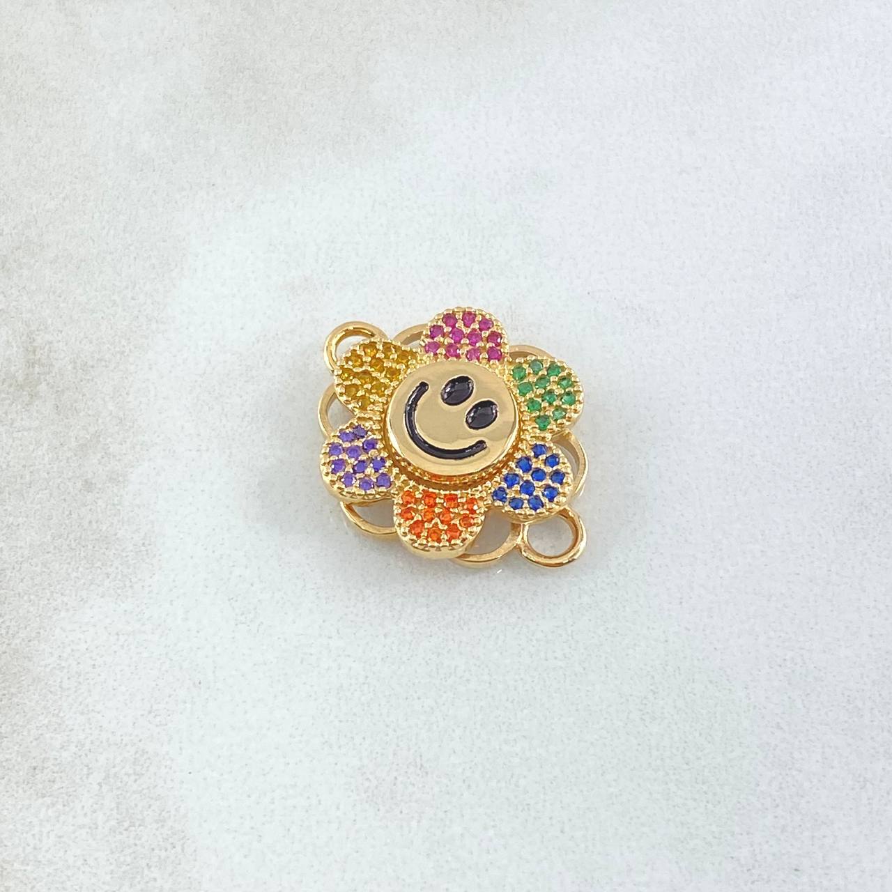 Charm Animated Flower 4.35gr / 2.3cm / Multicolor Zircons Yellow Gold 18K *