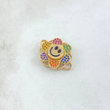 Charm Animated Flower 4.35gr / 2.3cm / Multicolor Zircons Yellow Gold 18K *