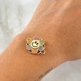 Charm Animated Flower 4.35gr / 2.3cm / Multicolor Zircons Yellow Gold 18K *