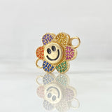Charm Animated Flower 4.35gr / 2.3cm / Multicolor Zircons Yellow Gold 18K *
