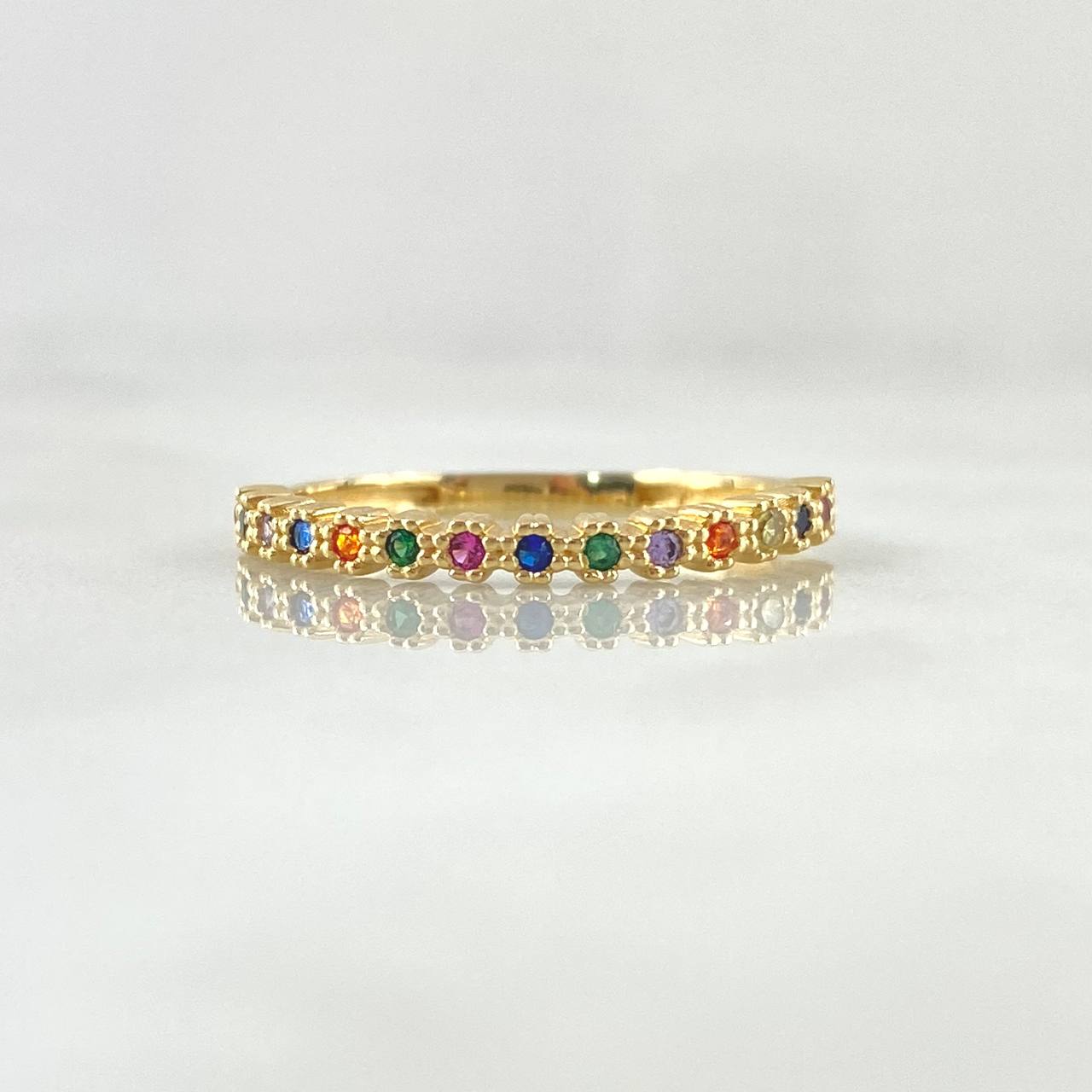 Ring Eyes Track Dense Rainbow 2gr / T7 1/4 / Multicolor Zirconia Yellow Gold 18K *