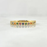 Ring Eyes Track Dense Rainbow 2gr / T7 1/4 / Multicolor Zirconia Yellow Gold 18K *