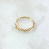 Anillo Ola Carril 1.25gr / T6 1/2 / Circones Blancos Oro Amarillo 18K *