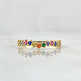 Wave Ring Track 1.15gr / T5 3/4 / Multicolor Zirconia Yellow Gold 18K *
