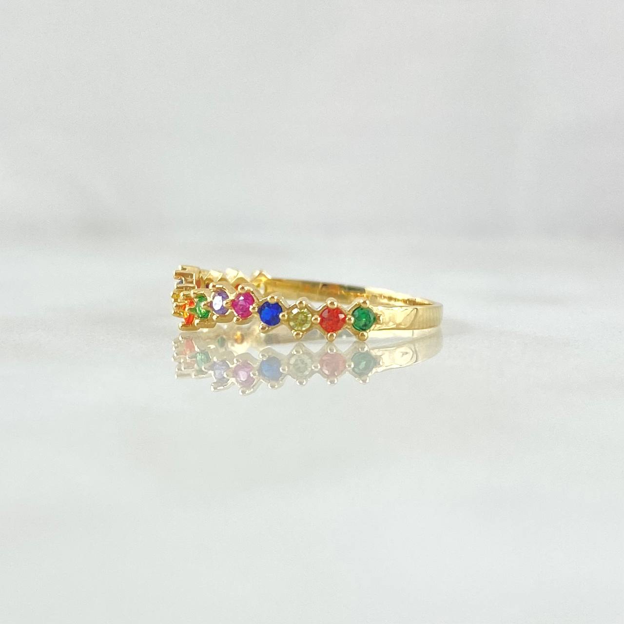 Ring Eyes Track Dense Rainbow 2gr / T7 1/4 / Multicolor Zirconia Yellow Gold 18K *