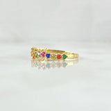 Ring Eyes Track Dense Rainbow 2gr / T7 1/4 / Multicolor Zirconia Yellow Gold 18K *