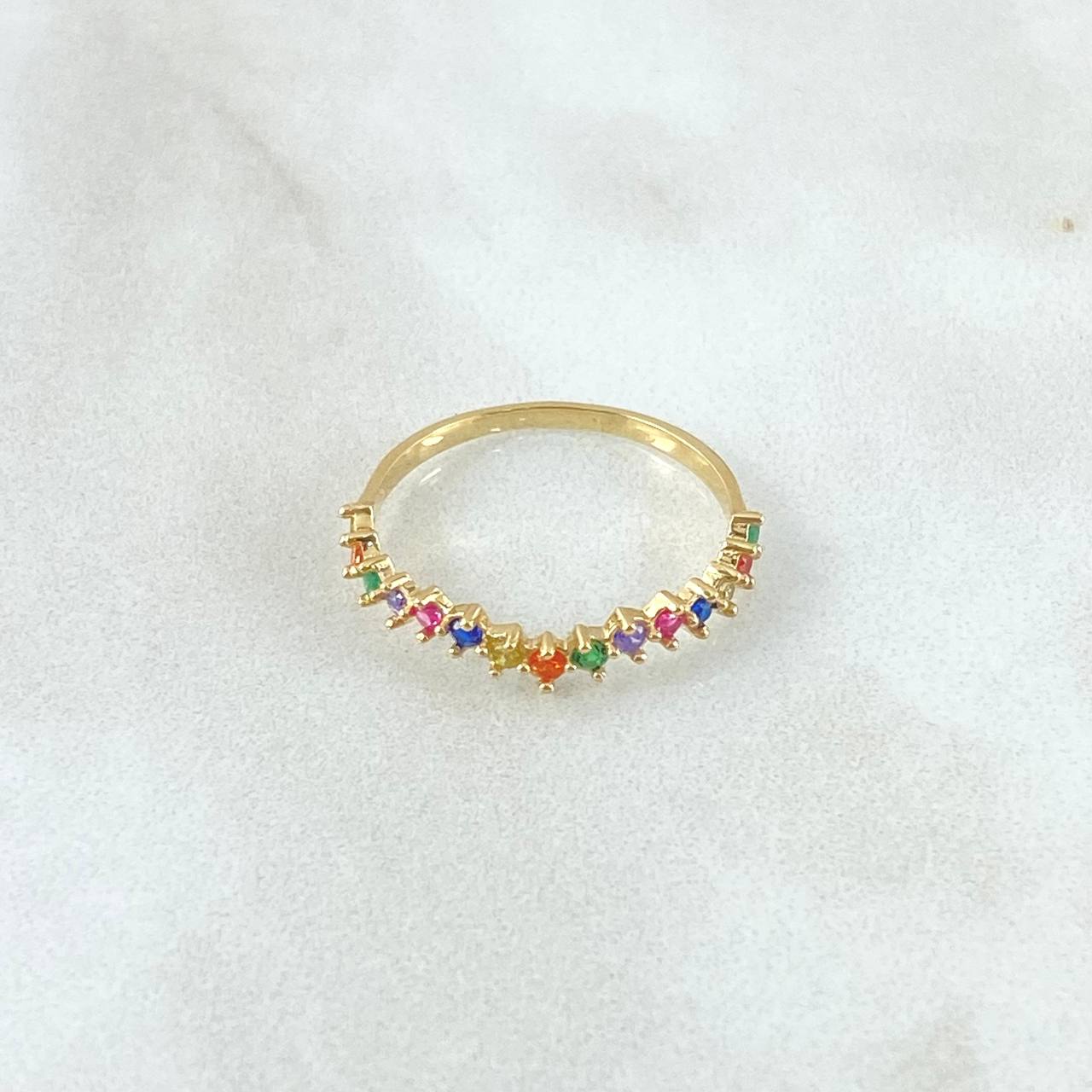 Wave Ring Track 1.15gr / T5 3/4 / Multicolor Zirconia Yellow Gold 18K *