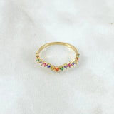 Wave Ring Track 1.15gr / T5 3/4 / Multicolor Zirconia Yellow Gold 18K *