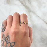 Wave Ring Track 1.15gr / T5 3/4 / Multicolor Zirconia Yellow Gold 18K *