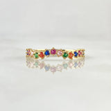 Anillo Ola Carril 1.15gr / T6 1/4 / Circones Multicolor Oro Amarillo 18K *