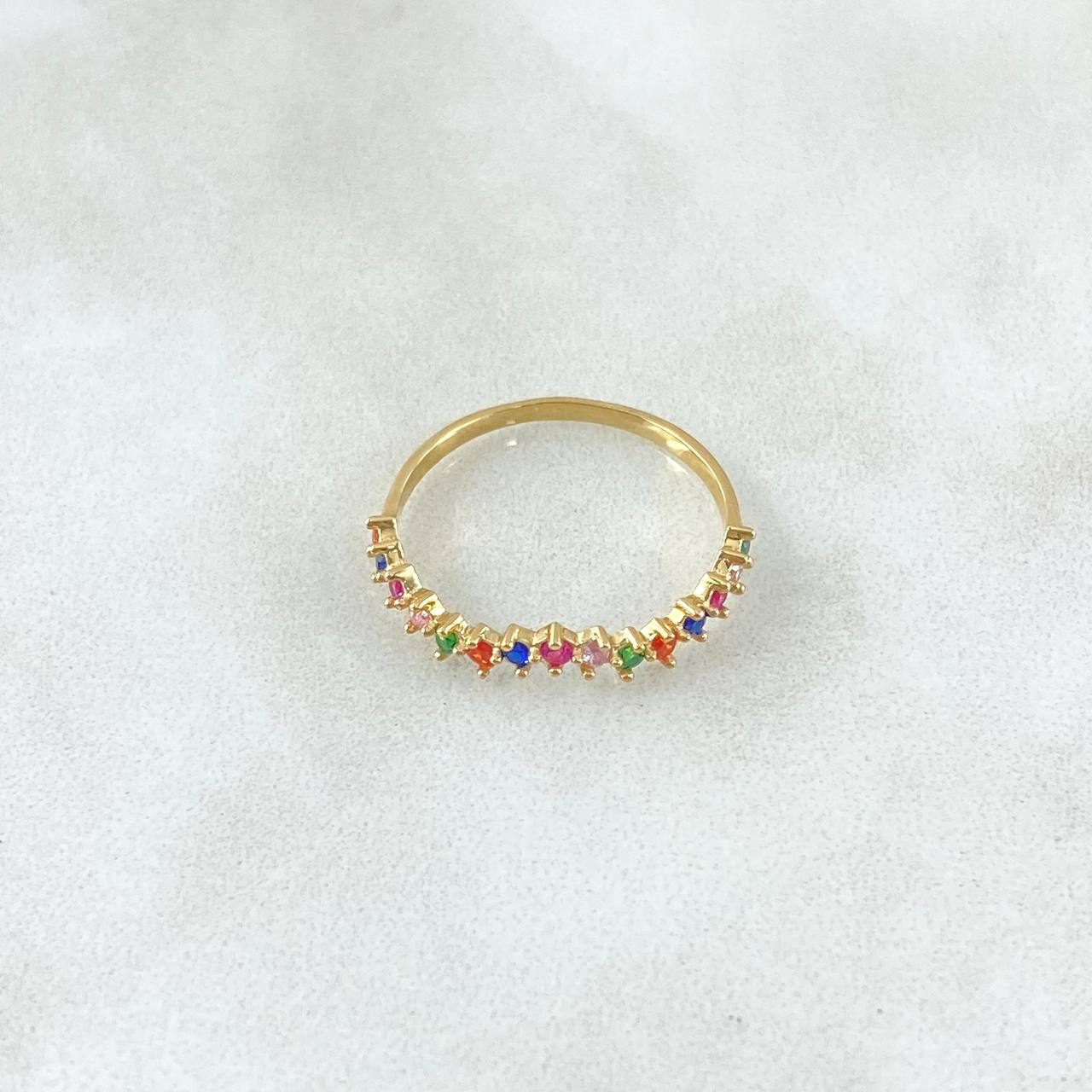 Anillo Ola Carril 1.15gr / T6 1/4 / Circones Multicolor Oro Amarillo 18K *