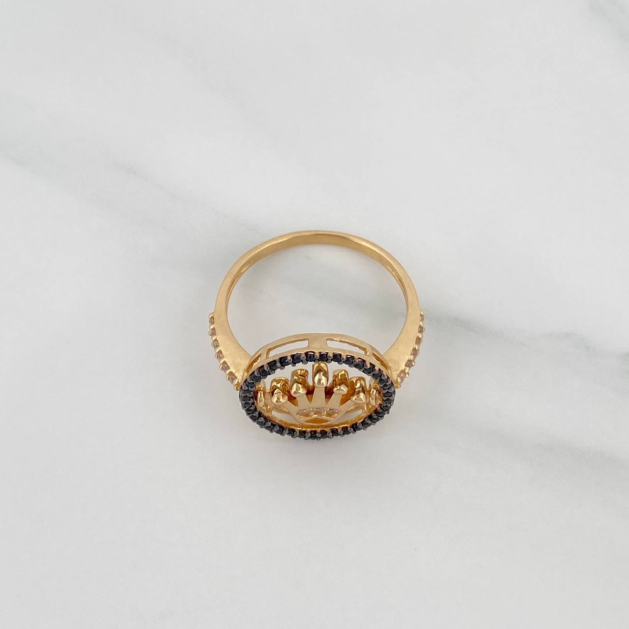 Articulated Crown Ring 3.85 g / T8 Two-Tone Black Yellow 18K Gold
