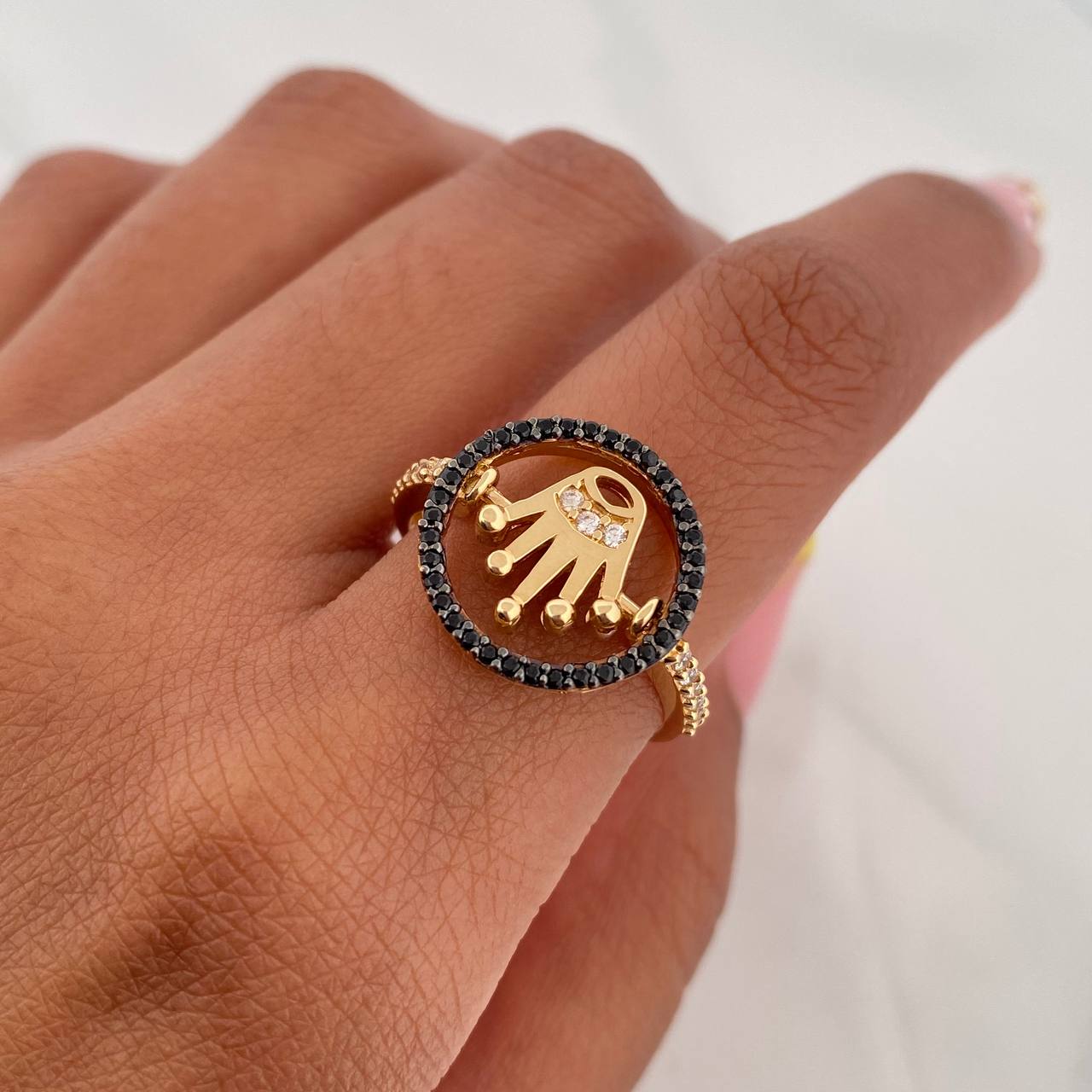 Articulated Crown Ring 3.85 g / T8 Two-Tone Black Yellow 18K Gold