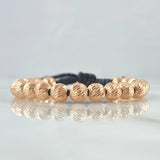 Pulsera Negra Bolas 6mm Diamantadas 20und Oro Rosa 18K (A.C)