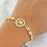 Black Crown Bracelet RX 3.7gr / 6mm GC Diamond Cut - White Zircons 18K Yellow Gold ©