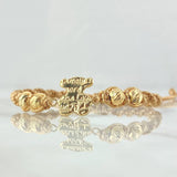 Beige Bracelet Charm Textured Bear 1.15gr / 5mm Beads Diamond Cut 4pcs 18K Yellow Gold *