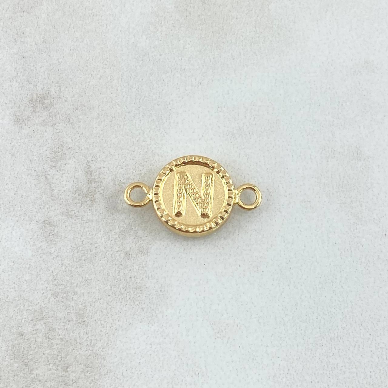 Charm Letter N Matte 0.6gr / 1.7cm / Yellow Gold 18K Bordered Circle