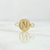 Charm Letter N Matte 0.6gr / 1.7cm / Yellow Gold 18K Bordered Circle
