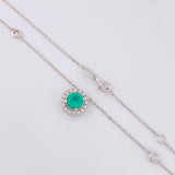 Set Chain Stud Earrings Circle Four Prongs Emerald 2.25pts Diamonds 77pts 6.65g / 18 in / 1mm Two Golds Yellow White 18K