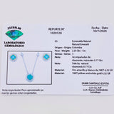 Set Chain Stud Earrings Circle Four Prongs Emerald 2.25pts Diamonds 77pts 6.65g / 18 in / 1mm Two Golds Yellow White 18K