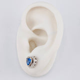 Topos Corazón Doble Zafiro 1.76pts Diamantes 20pts 4.15g / in / 9.6mm Oro Blanco 18K