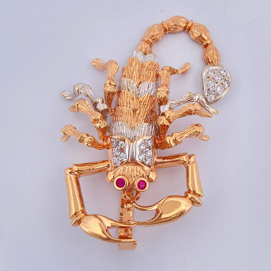 Dije Escorpion 16.5gr / 2 1/4 in / Dos Oros Blanco Rosa 18K $