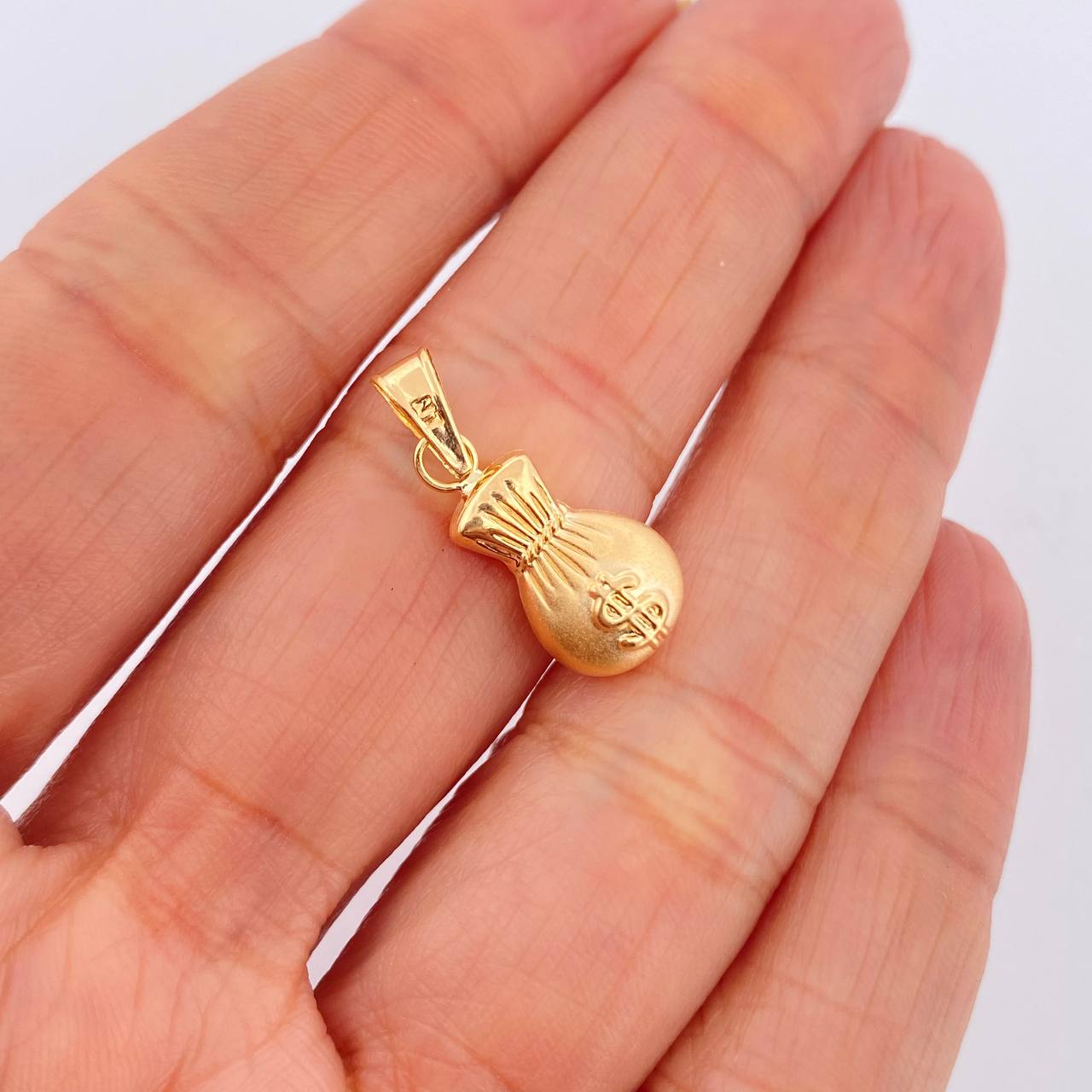 Dije Bolsa De Dinero 0.75gr / 3/4 in / Oro Amarillo 18K $