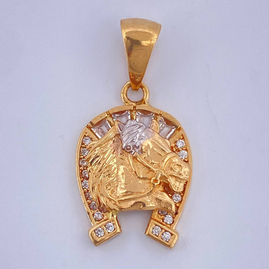 Dije Herradura Caballo 2.5gr / 1 in / Dos Oros Amarillo Blanco 18K $