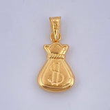 Dije Bolsa De Dinero 1.2gr / 1 1/4 in / Oro Amarillo 18K $