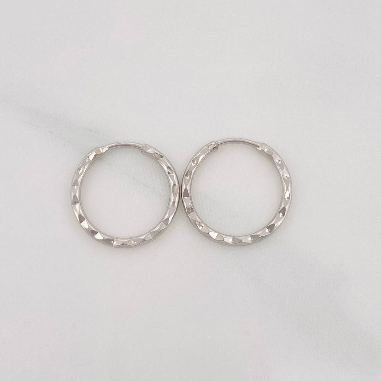 Candongas Aro Rayado 0.6g / 1/2 in Oro Blanco 18K