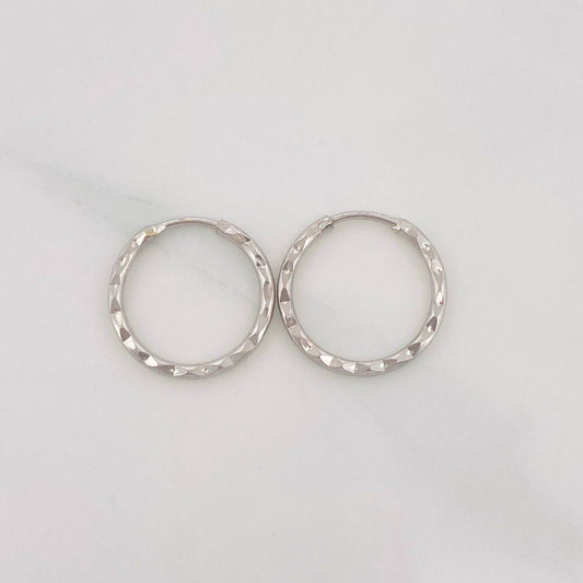 Hoop Earrings Striped Hoop 0.6g / 1/2 in 18K White Gold