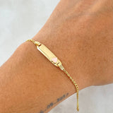 Bracelet Baby Wheat Rectangular Plate Heart 1.65gr / 5.5in-6.3in / 1.6mm Pink Resin Adjustable 18K Yellow Gold ©
