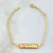 Pulso Bebé Espiga Placa Rectangular Corazón 1.65gr / 12cm-14cm / 1.6mm Resina Fucsia Graduable Oro Amarillo 18K