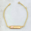 Bracelet Baby Wheat Rectangular Plate Heart 1.65gr / 5.5in-6.3in / 1.6mm Pink Resin Adjustable 18K Yellow Gold ©